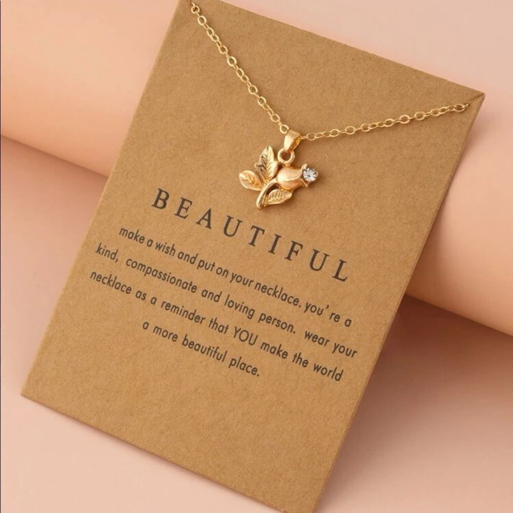 5 for $25 BEAUTIFUL ROSE CHARM NECKLACE